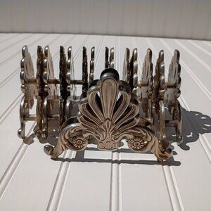Silverplate Knife Rest SET OF 8 Silver Plated Neoclassical Fleur de Lis Vintage